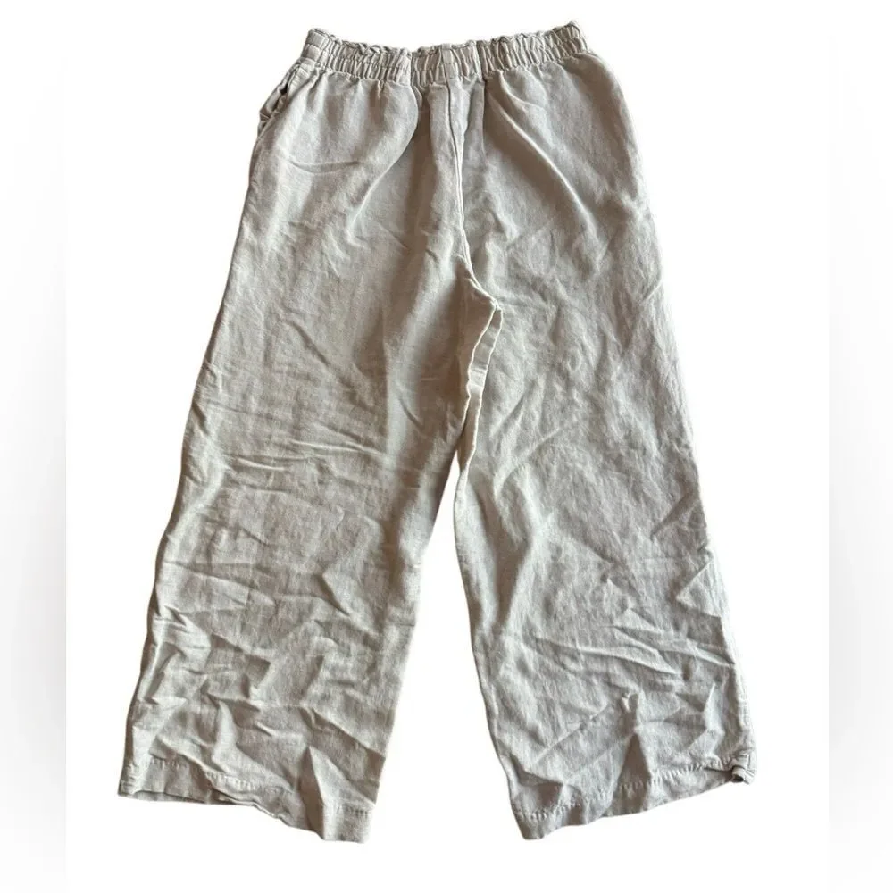 H&M Women's Cream Pull-On Pants Elastic Waist Relaxed Lounge Trousers Size Small
